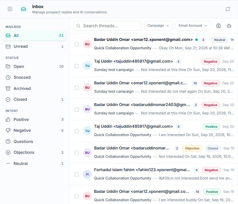 Smart AI Inbox with reply classification